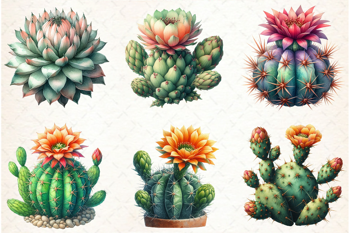 Watercolor Cactus Clipart, an Illustration by Libby Wishes (Photo 6 of 7)