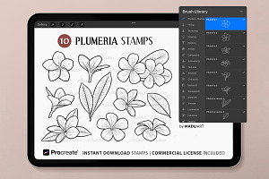 Plumeria Procreate Brush Stamps