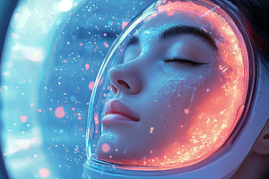 Closeup of a woman undergoing modern cryotherapy skin treatment session, a Photo by AS photostudio