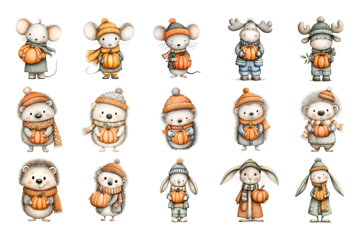 Watercolor Fall Woodland Clipart, a Seasonal Illustration by Nicolle's Colorful Art (Photo 4 of 8)