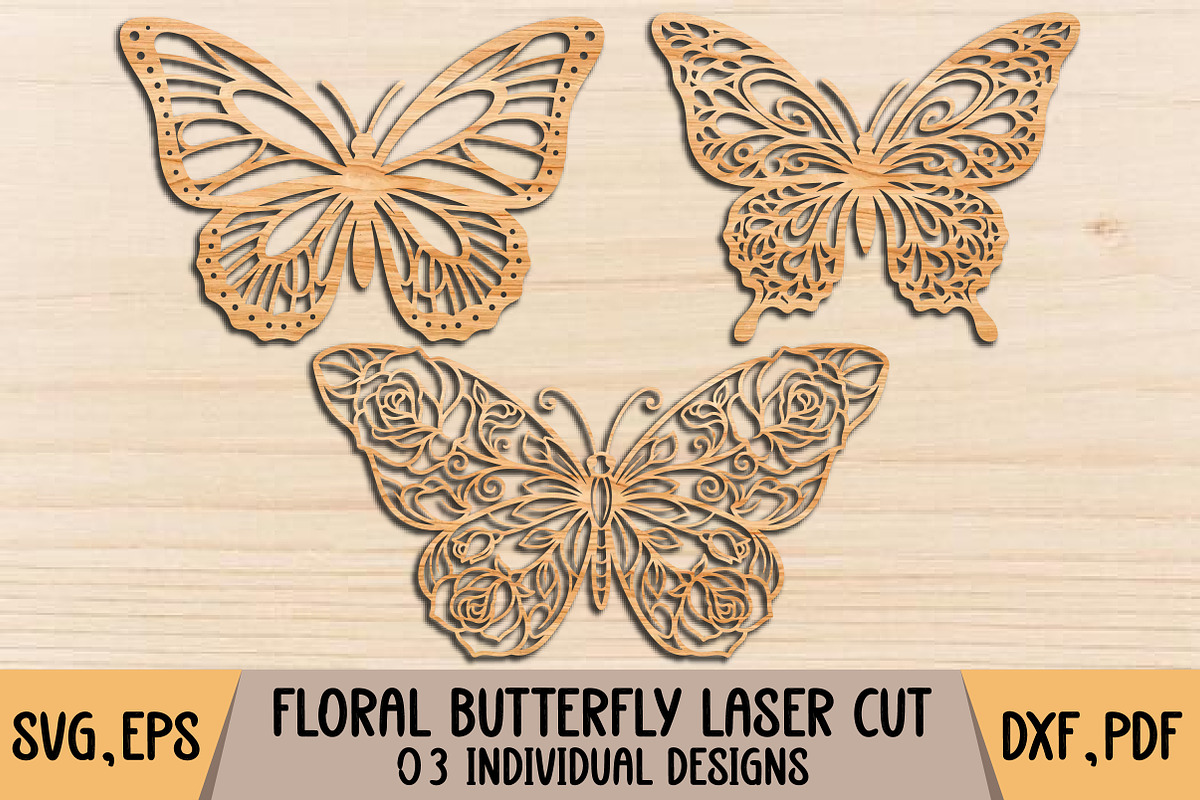 Floral Butterfly Laser Cut Design, a Graphic by Pixels.Craft (Photo 1 of 3)
