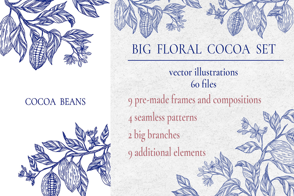 Cocoa leaves&beans vector clipart, an Illustration by Lidia's watercolor world (Photo 2 of 6)