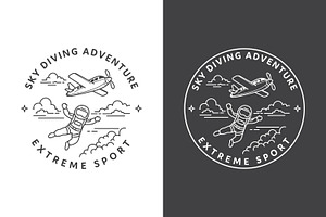 Sky diving line art logo, a Branding & Logo Template by Saba Vector