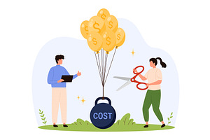 Business Reducing Cost Profit, a Finance Illustration by Flashvector