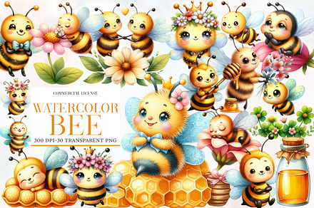 Bee Watercolor Clipart