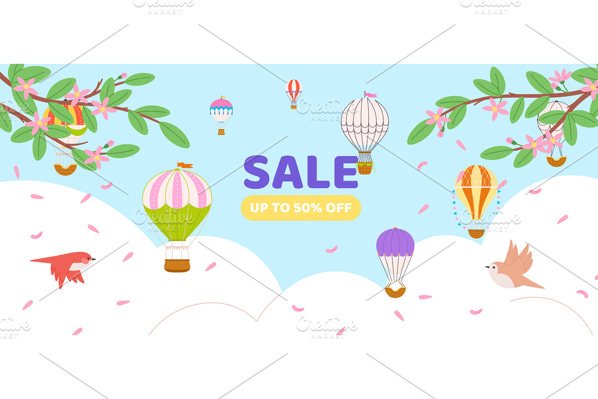 Sale banner template with hot air, a Finance Illustration by LadadikArt