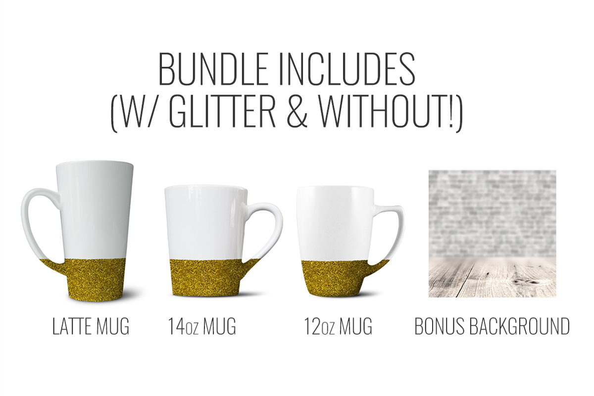 White Mug Bundle - Latte, 14oz, 12oz, a Product Mockup by SarahDesign (Photo 6 of 7)