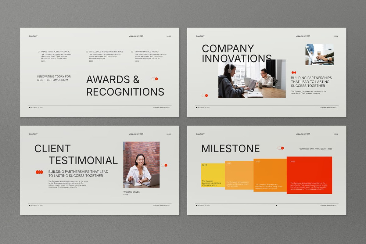 Gray Modern Annual Report PPT, a Presentation Template by graphicook (Photo 4 of 5)