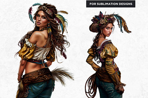 Western Bohemian Cowgirl Clipart Set