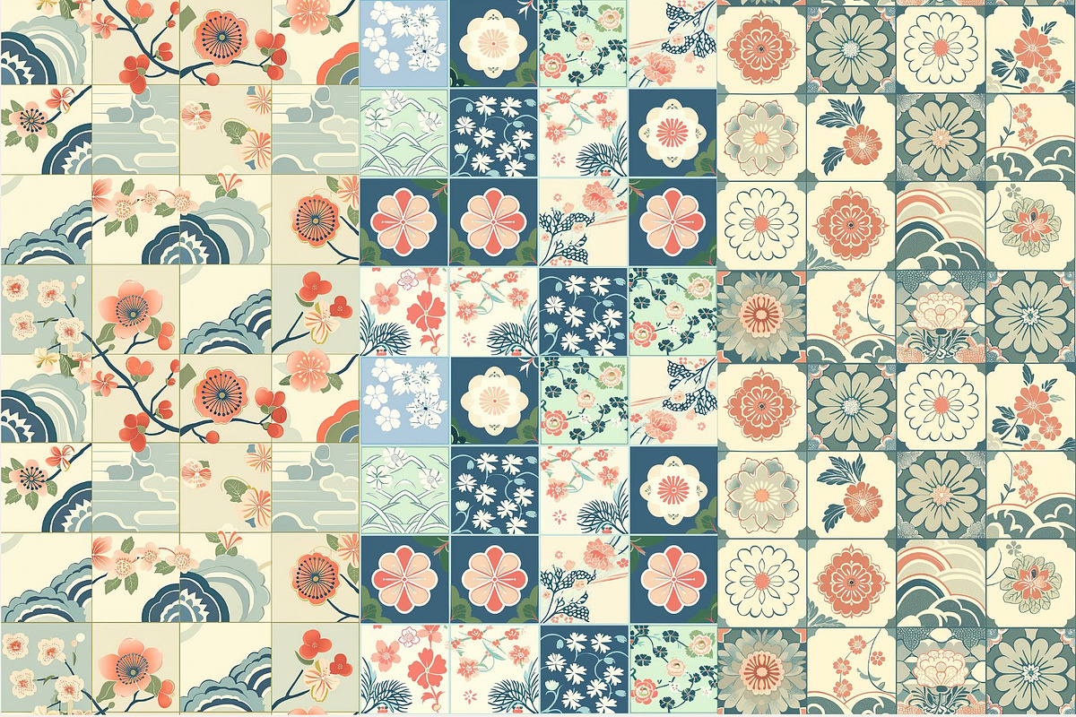 12 Japanese Mosiac Seamless Patterns, a Pattern Graphic by Inknfolly (Photo 3 of 7)