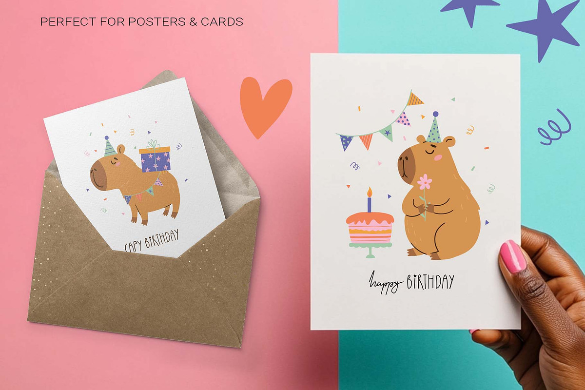 Capybara Birthday Clipart, an Animal Illustration by Irina Ostapenko (Photo 6 of 8)