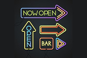 Glowing Neon Signs. Vector, an Illustration by Vector and Templates (Thumbnail 1 of 2)