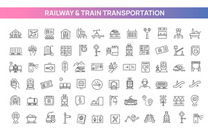 Railway Outline Icon Set