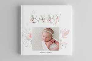 Floral Girls Baby Photo Album PSD