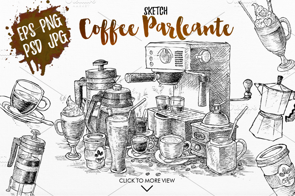 Watercolor Coffee Black Parleante, a Food Illustration by Graphobia (Photo 2 of 8)