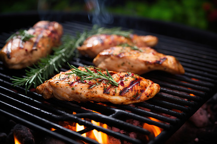 Chicken marinated fillet meat on the grill, a Food & Drink Photo by AlyaAnd