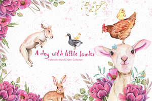 Watercolor Day with little Lambs