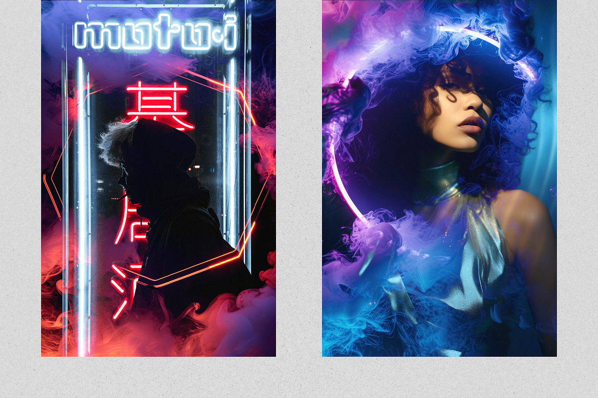 Neon Smoke Frames Effect Overlays, a Brushes & More by PhotoSpirit (Photo 2 of 8)