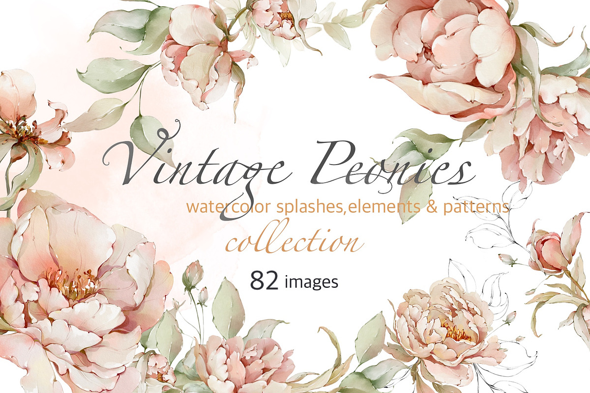 Watercolor flowers summer peony set, a Decorative Illustration by Edith’s World (Photo 1 of 13)