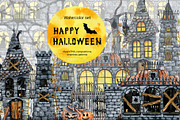 Happy Halloween clipart and paper, a Decorative Illustration by Artmanata (Thumbnail 1 of 16)
