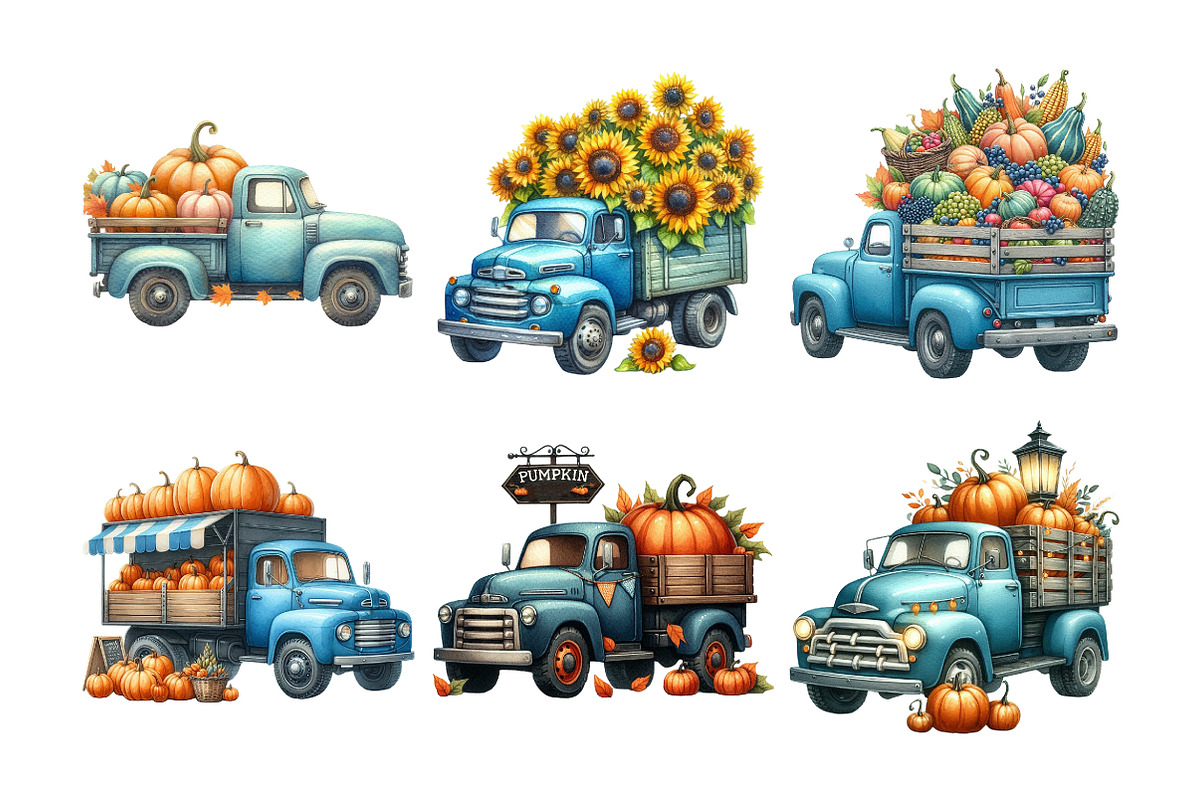 Autumn Truck with Pumpkins Clipart, an Illustration by Daily.Designs (Photo 5 of 5)