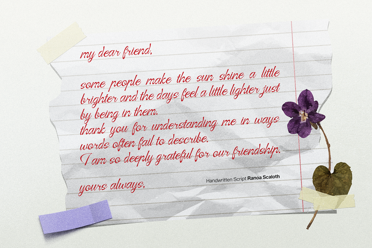 Ranoa Scaloth | Handwritten Script, a Script Font by gracetype_studio (Photo 5 of 11)