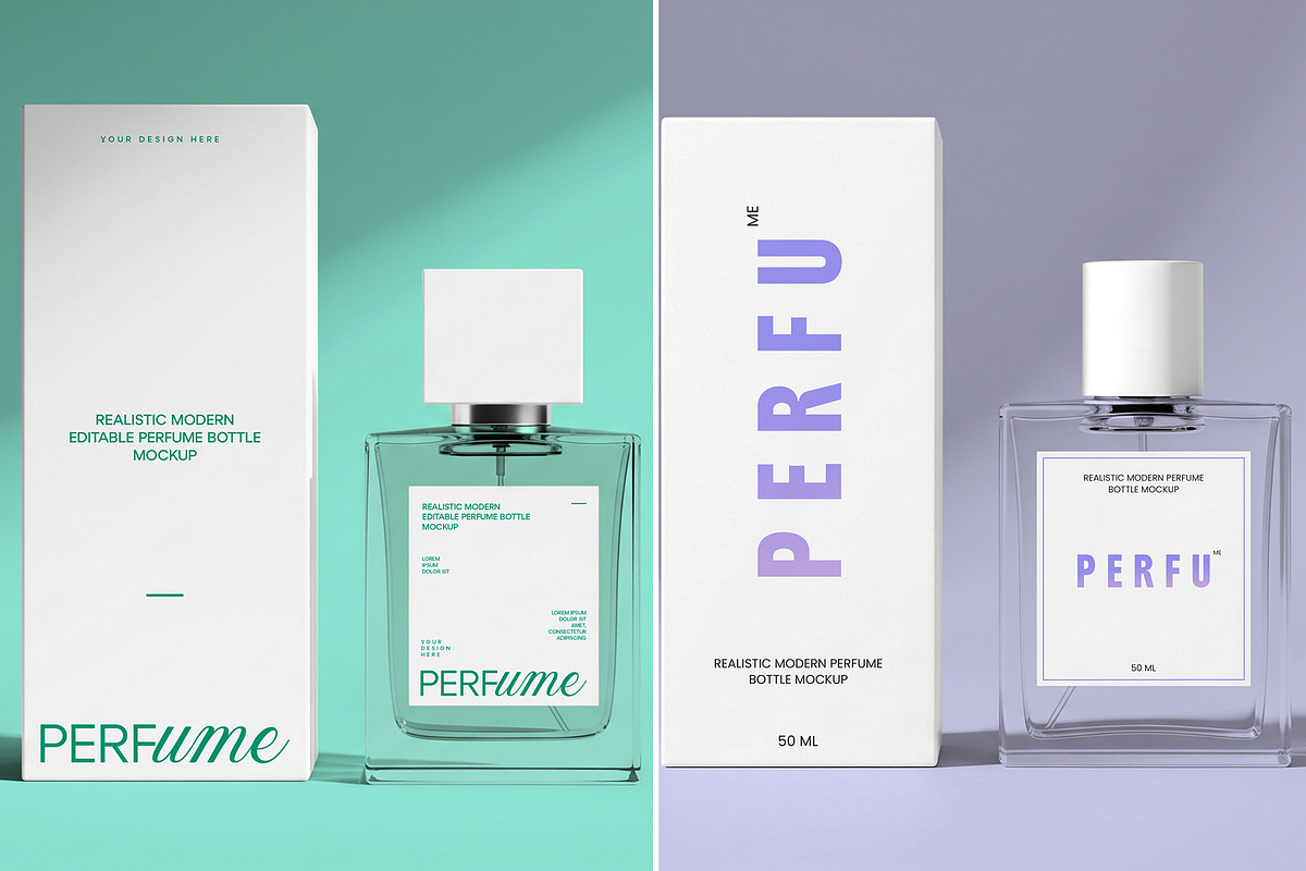 Perfume Glass Bottle Mockup Set, a Packaging Mockup by graphypix (Photo 1 of 3)