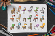 Set of wooden chair sticker design, a Graphic by Allmostudio (Thumbnail 2 of 4)