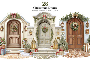 Christmas Door Clipart Bundle