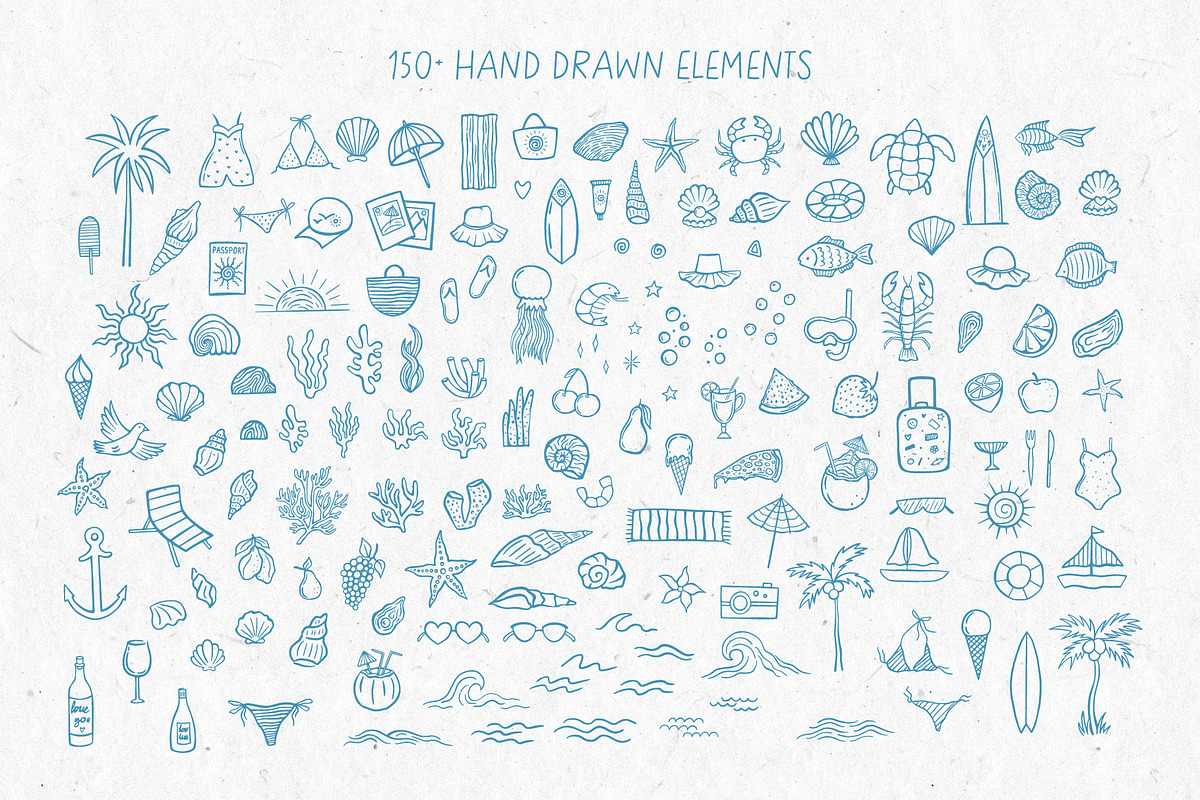 Coastal Vibes Minimal Summer Doodles, an Object Graphic by roskque (Photo 3 of 8)