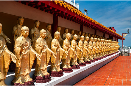 Golden Buddha Statues at Fo Guang, an Architecture Photo by Leonid Andronov