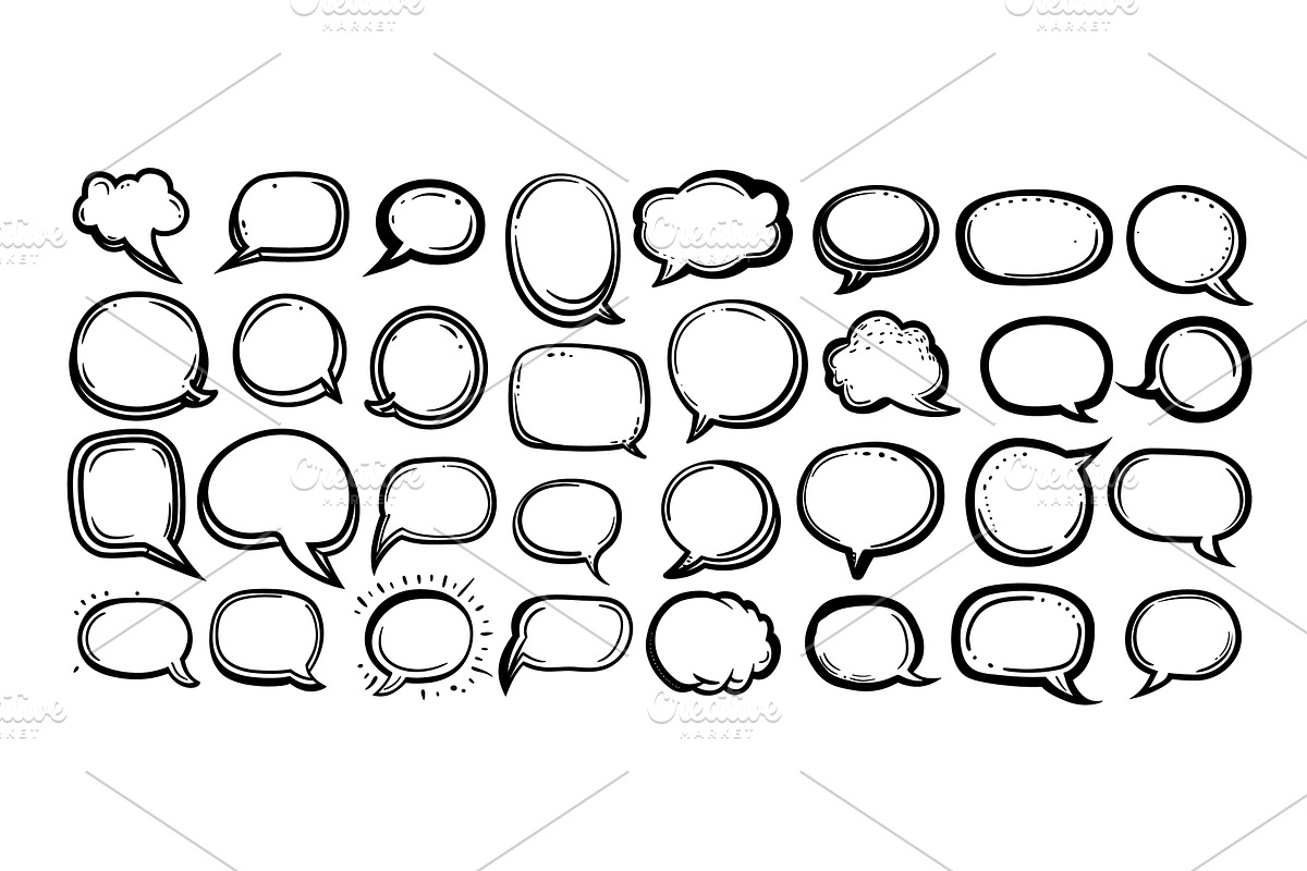 Talk speech empty bubbles black ink, an Object Illustration by Valerie Bodnar
