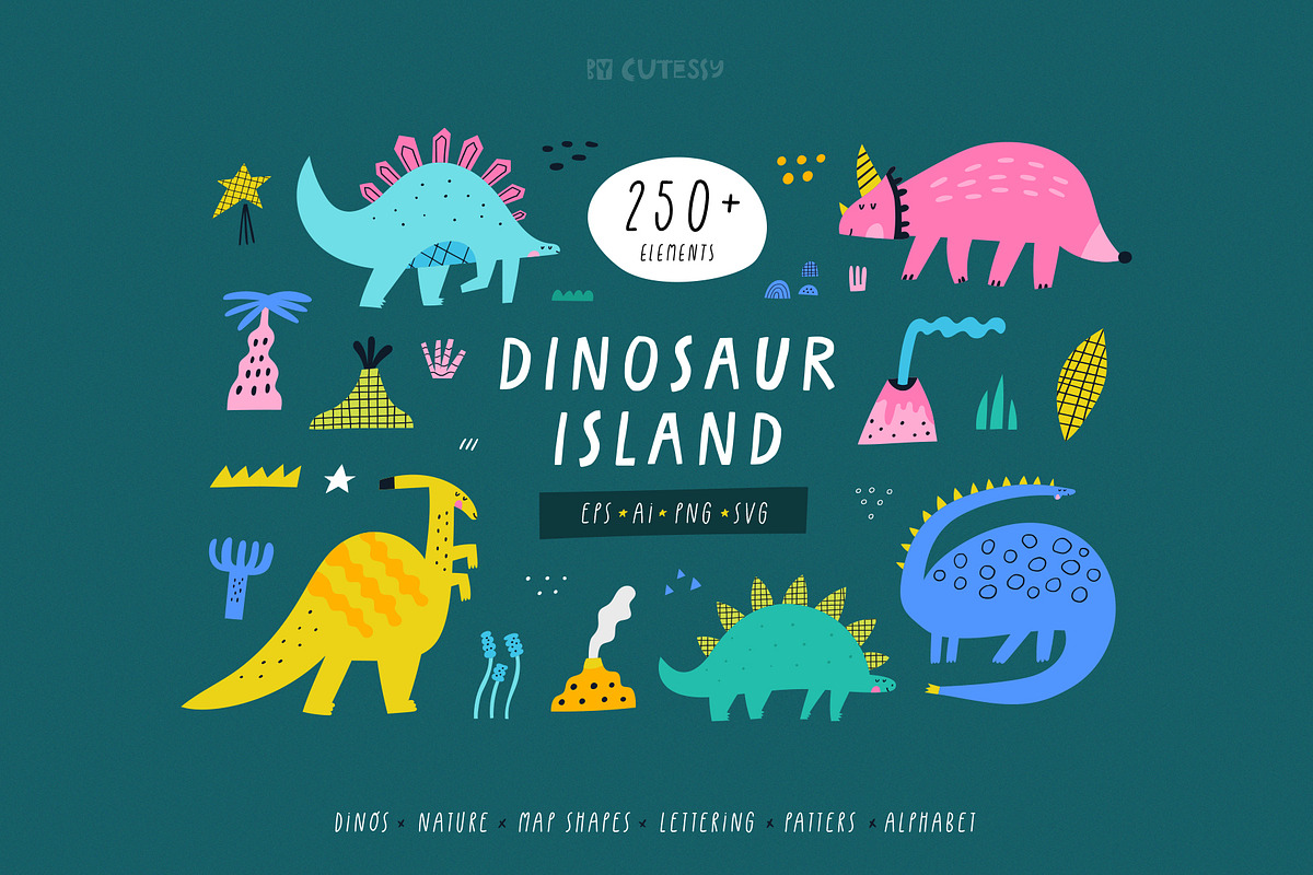 Dinosaur island - 250+ elements, an Animal Illustration by Olia (Photo 1 of 12)