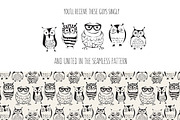 Vector Seamless Pattern with Owls, a Pattern Graphic by Curly_Pat (Thumbnail 3 of 5)