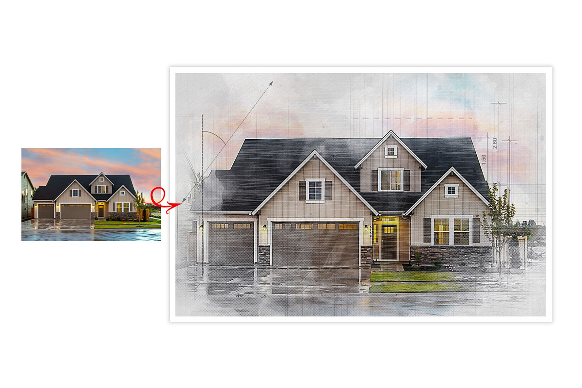 House Concept Sketch Art Effect, an Action Add-On by MRI STUDIO (Photo 15 of 29)