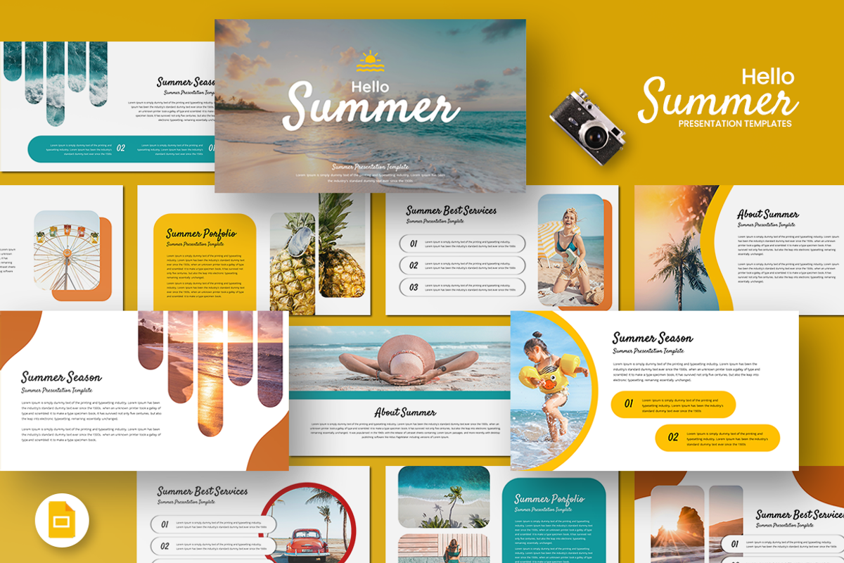 Hello Summer Google Slides Template, a Presentation Template by QR Design Studio (Photo 1 of 3)