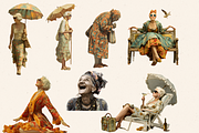 VINTAGE OLD LADY BEACH CLIPART PACK, a Person Illustration by Daring Digies (Thumbnail 4 of 10)