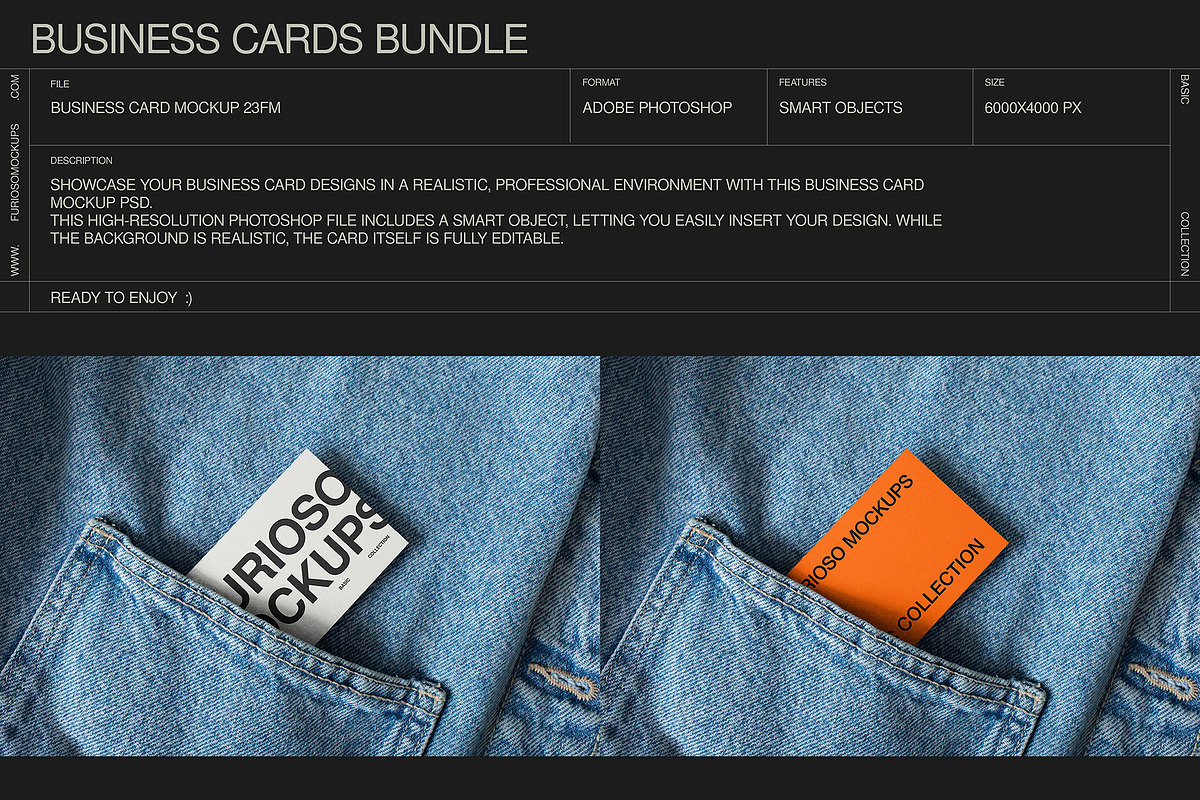 Business Cards Mockup Bundle – 6 PSD, a Merchandise Mockup by FURIOSO mockups (Photo 3 of 15)