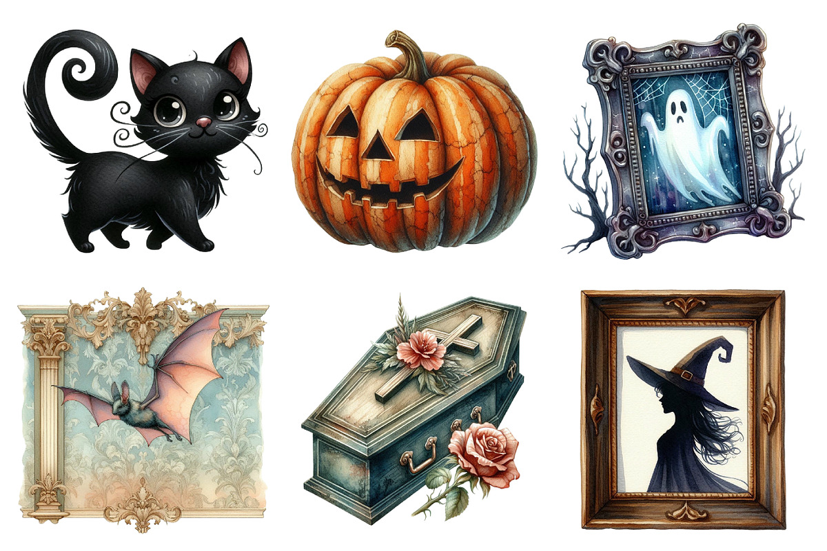 Watercolor Vintage Aesthetic Hallowe, an Illustration by Daily.Designs (Photo 4 of 5)