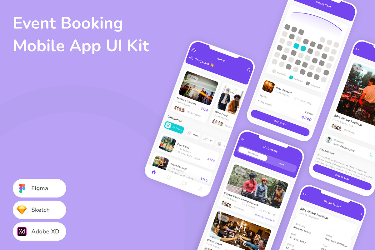 Event Booking Mobile App UI Kit, an UI Kit Template by Betush