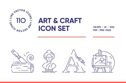 Art and Crafting Line Icon Set, an Outline Icon by iStar Design