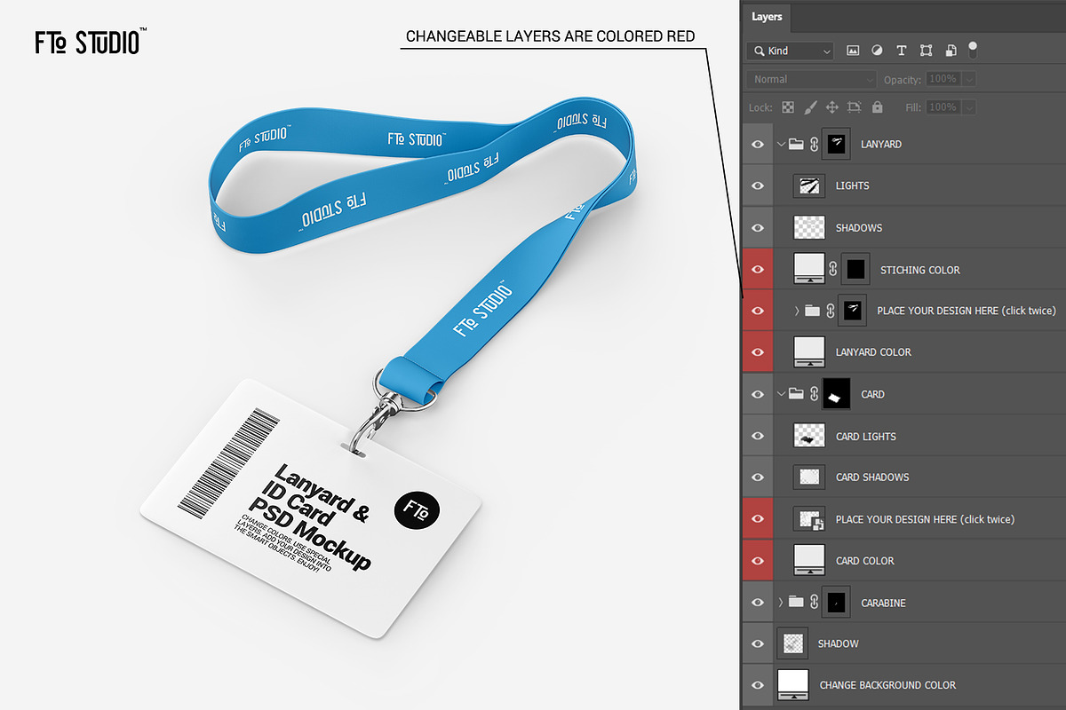 Lanyard w/ Horizontal ID Card Mockup, a Merchandise Mockup by Fto Studio (Photo 4 of 6)