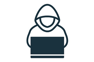 Hacker using laptop while wearing, a Technology Illustration by Aimagenarium@gmail.com