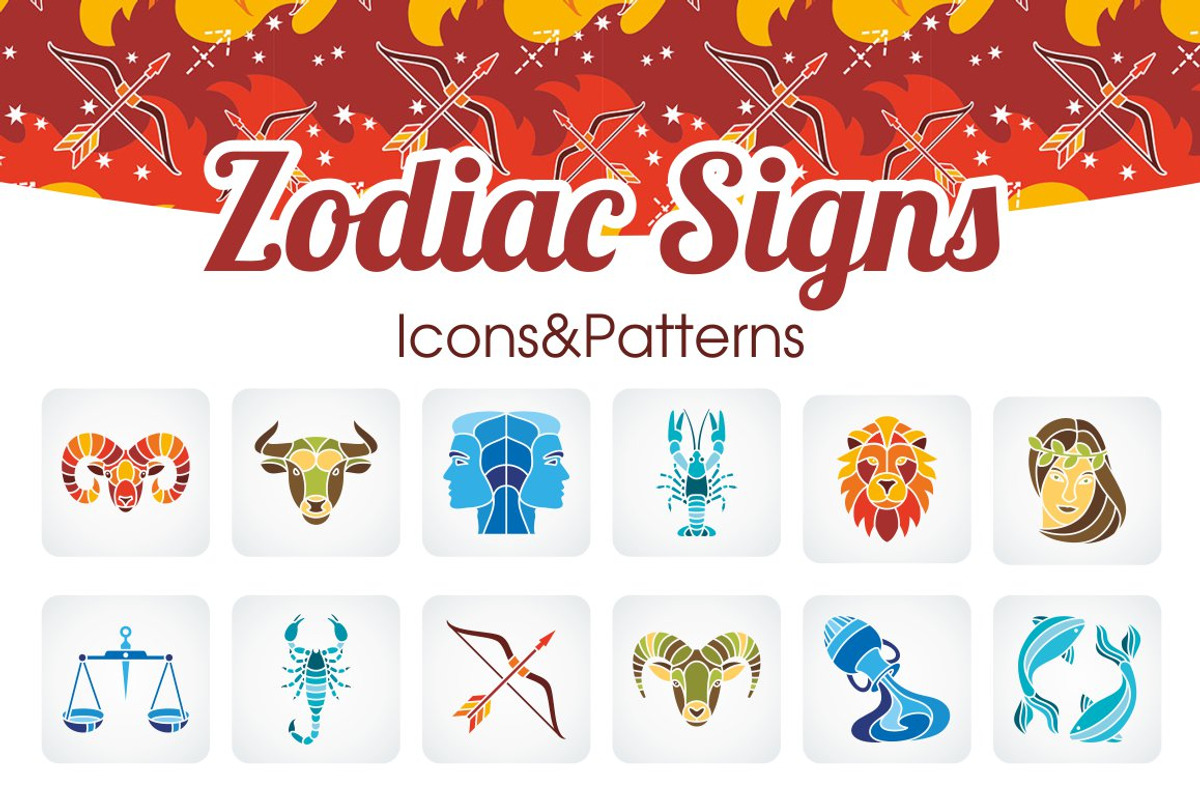 Zodiac Signs Icons&Patterns, an Icon by LunaSolvo (Photo 1 of 2)