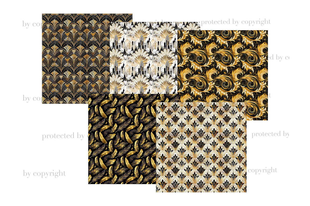 1920s Party Papers | Black and Gold, a Pattern Graphic by GlamArtZhanna (Photo 2 of 3)