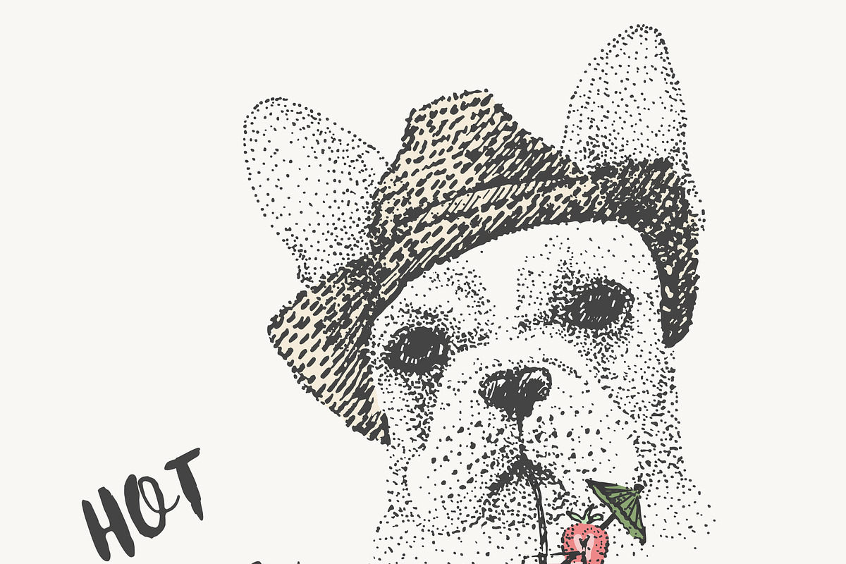 French bulldog, an Animal Illustration by Danya