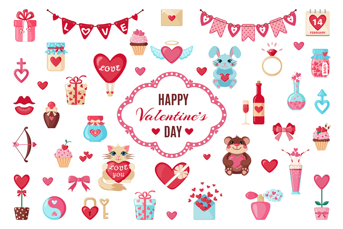 Set of Valentine's Day elements, an Object Graphic by MalniArt (Photo 1 of 4)