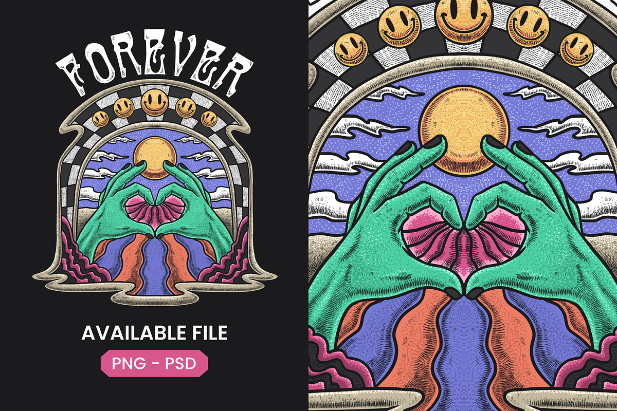 Love Hand Sign Trippy Illustration, a Person Illustration by Pries Studio