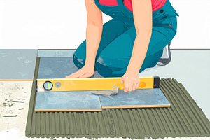 Tile mason woman working inside a modern home, a Person Illustration by DanFLCreativo