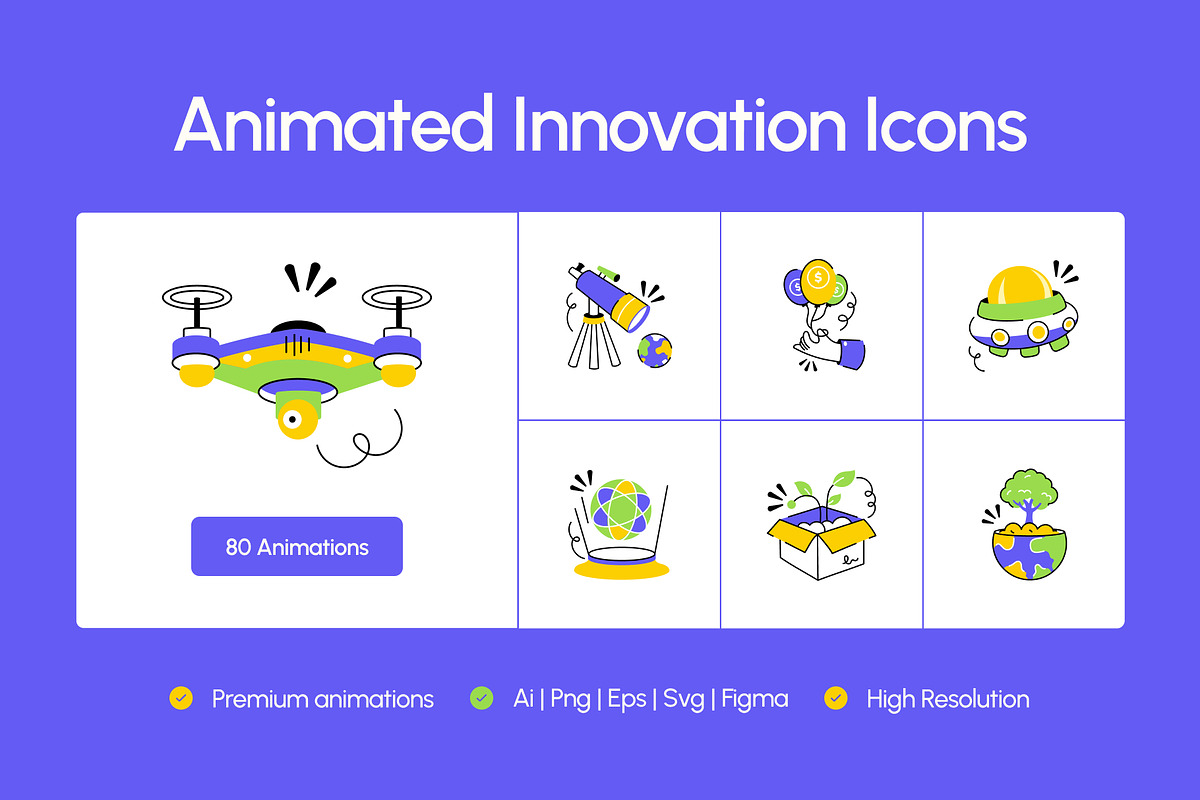 Animated Innovation Icons, an Outline Icon by Creative Stall (Photo 1 of 3)